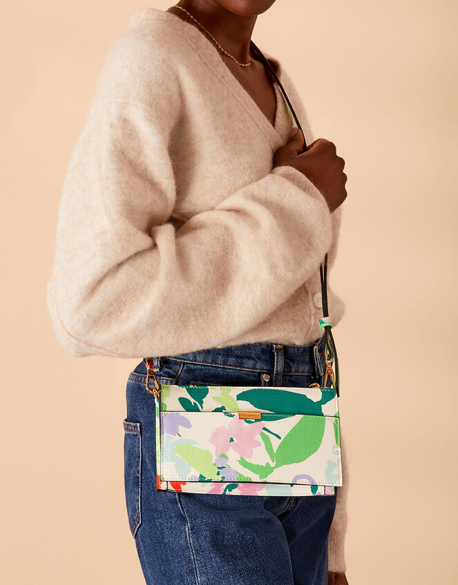 Floral Printed Cross-Body Bag, , large
