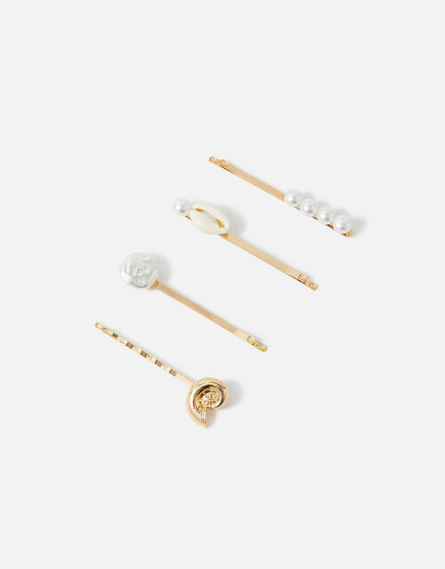 Shell and Pearl Hair Slide Set, , large