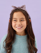 Girls Bow Leopard Print Headband, , large