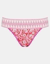 Paisley Shirred Band Bikini Bottoms, Orange (ORANGE), large