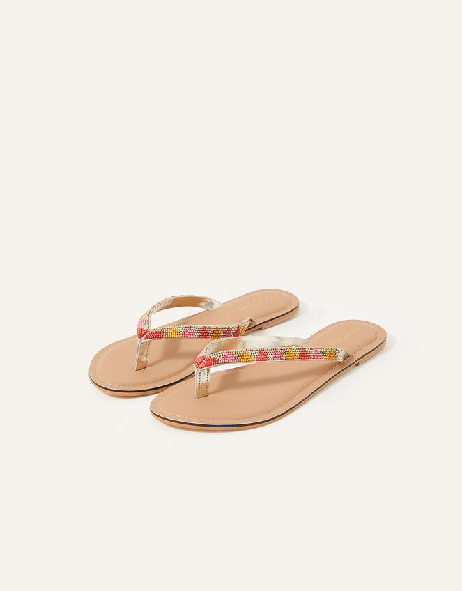 Geometric Beaded Toe-Post Flip Flops, Multi (BRIGHTS-MULTI), large