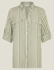 Stripe Beach Shirt, Green (KHAKI), large