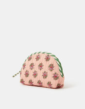 Floral Print Quilted Makeup Bag, , large