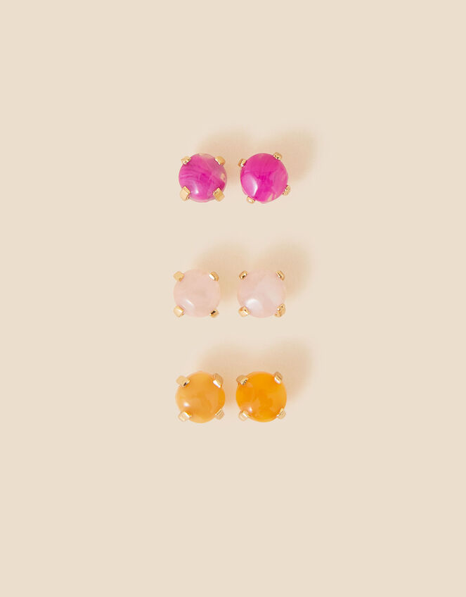 Stone Stud Earrings Set of Three Studs Accessorize UK