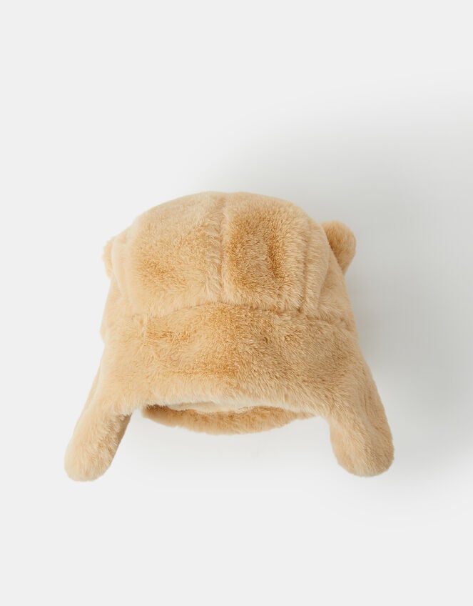 Girls Fluffy Cat Trapper Hat, Camel (BEIGE), large