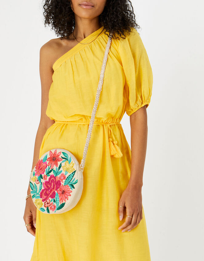Bright Floral Circle Cross-Body Bag, , large