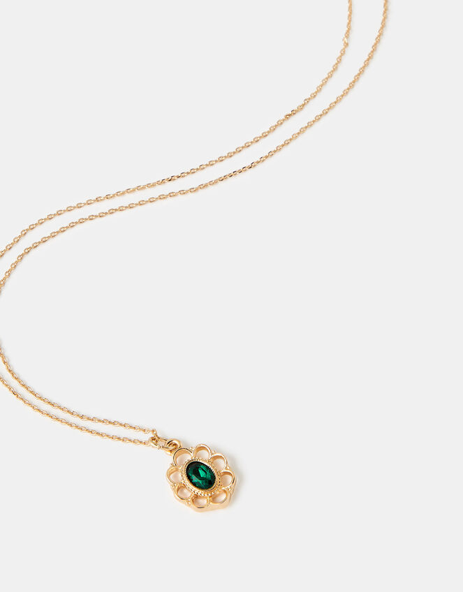 Filigree Emerald Pendant Necklace, , large
