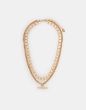 Layered T-Bar Chain Necklace, , large
