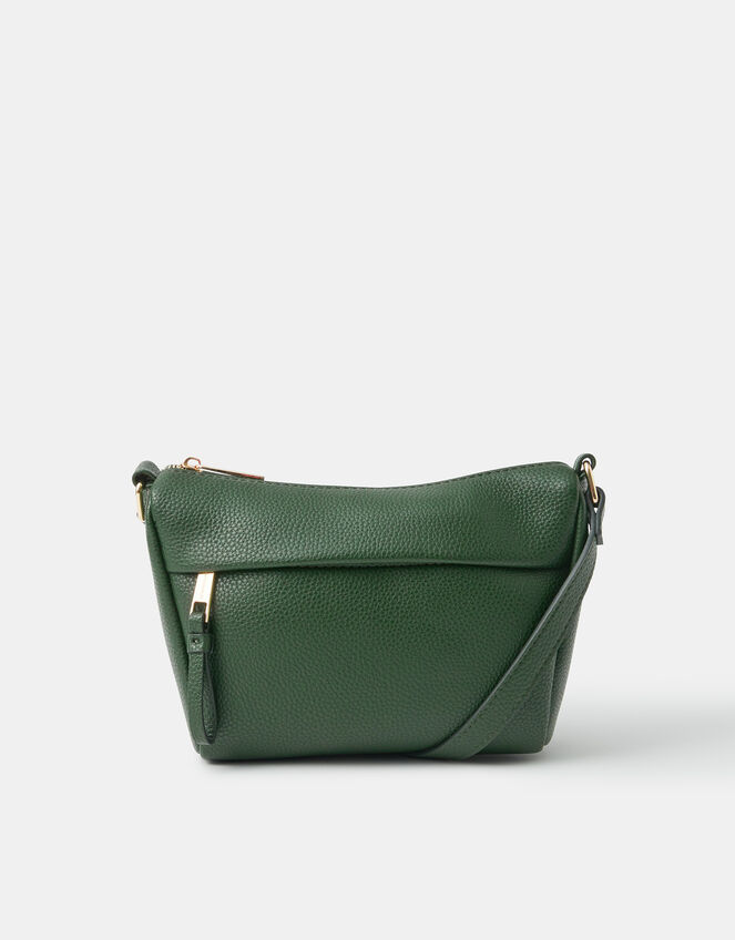 Zip Front Crossbody Bag, Green (GREEN), large