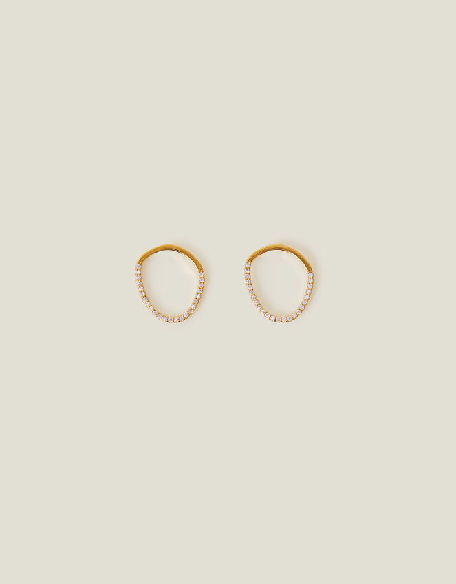 14ct Gold-Plated Pebble Stud Earrings, , large