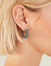 Mini Bead and Gem Hoop Earrings, , large