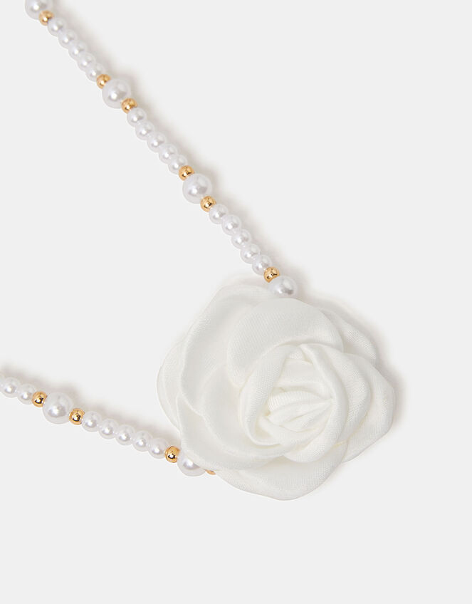Girls Corsage Rose Pearl Necklace, , large