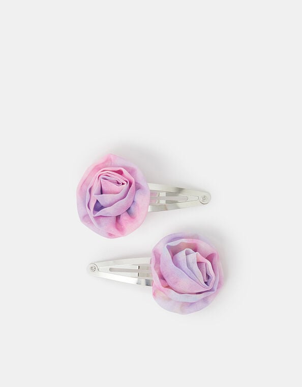 2-Pack Girls Fabric Flower Hair Clips, , large