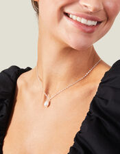 Sterling Silver-Plated Pearl Drop Necklace, , large