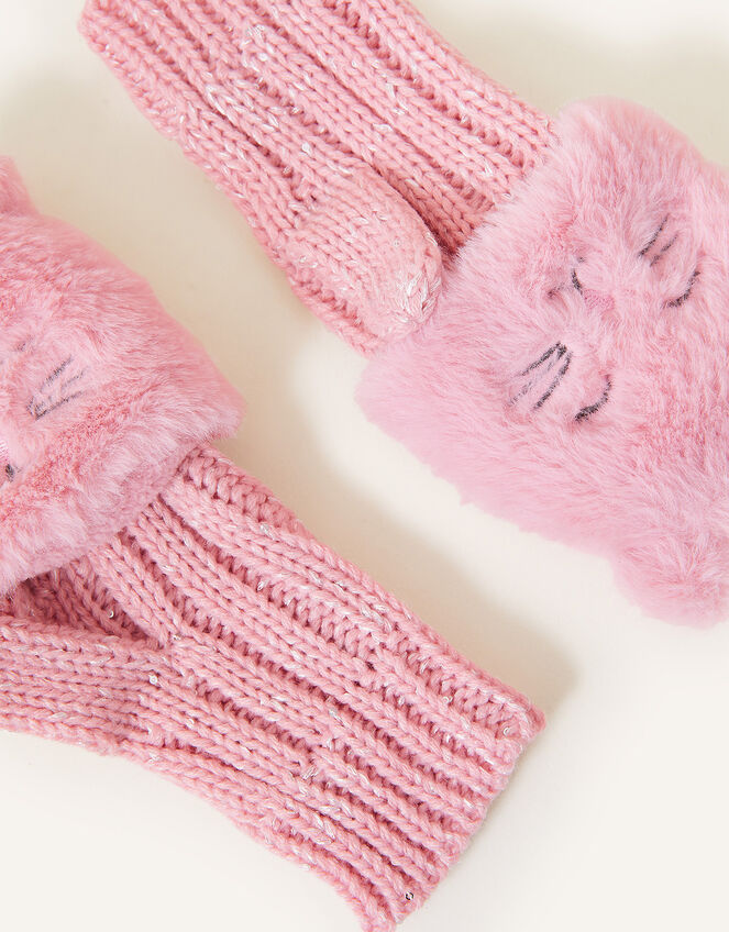 Fluffy Faux Fur Cat Capped Gloves, Pink (PINK), large