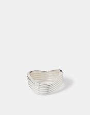 Sterling Silver-Plated Wave Ring, Silver (ST SILVER), large