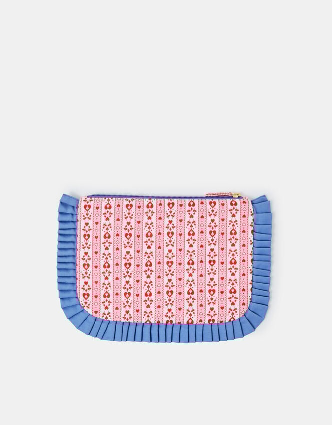 Heart Print Frill Edge Pouch, , large