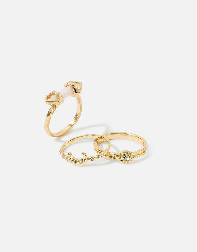 Star Moon Rings Set of Three, Pink (PINK), large