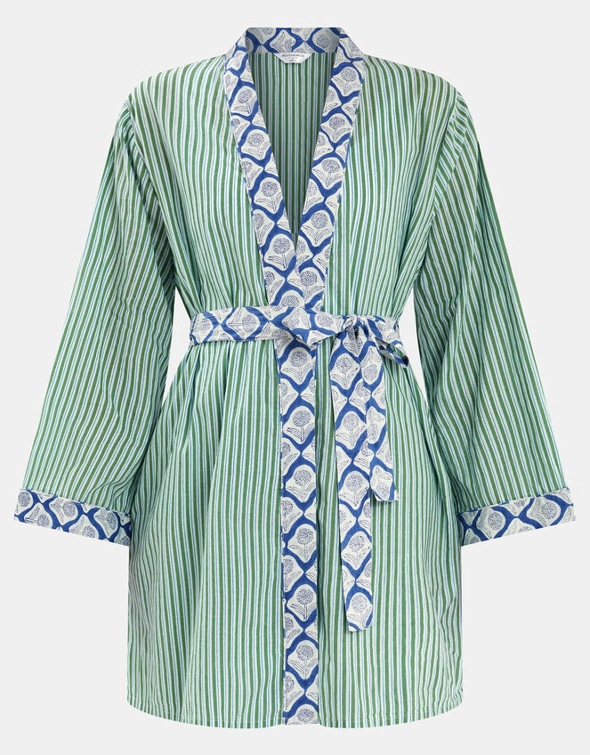 Dandelion Stripe Short Robe, Green (GREEN), large