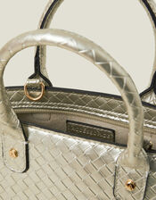 Woven Metallic Handbag, , large