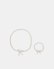 Girls Beaded Bow Jewellery Set, , large