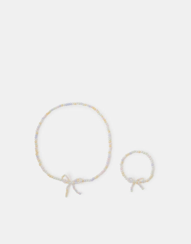 Girls Beaded Bow Jewellery Set, , large