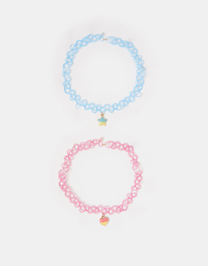 2-Pack Girls Heart Choker Necklaces, , large