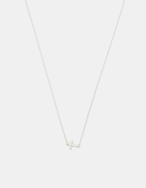Sterling Silver Cross Pendant Necklace, , large
