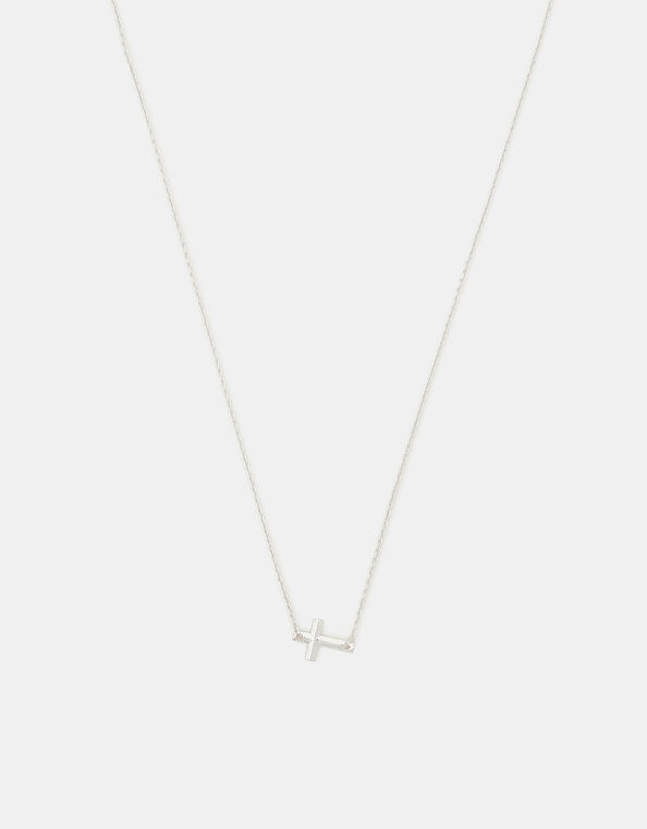 Sterling Silver Cross Pendant Necklace, , large