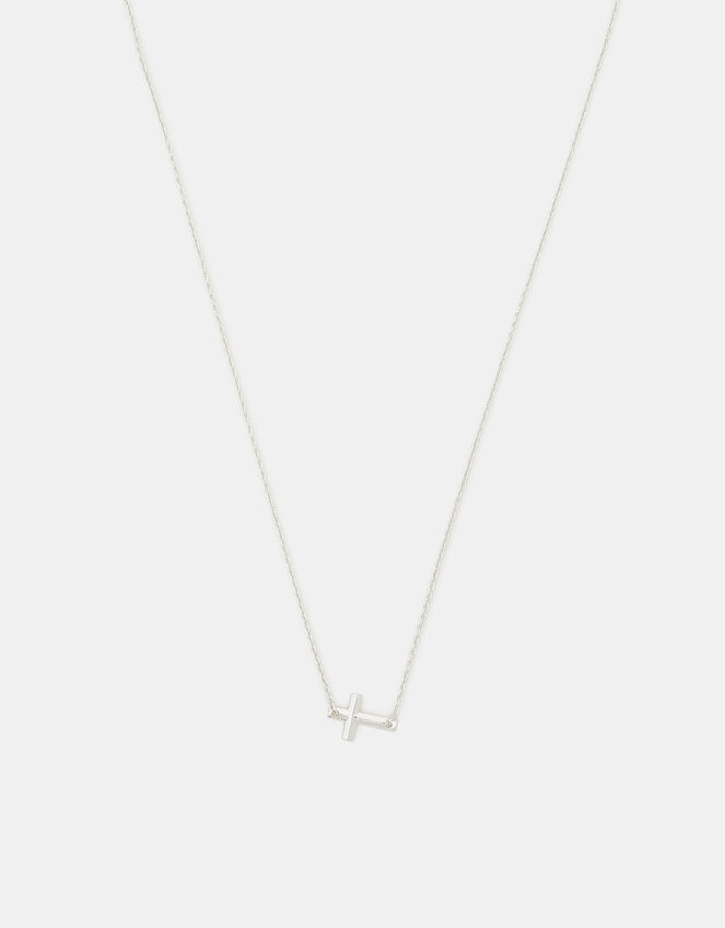 Sterling Silver Cross Pendant Necklace, , large