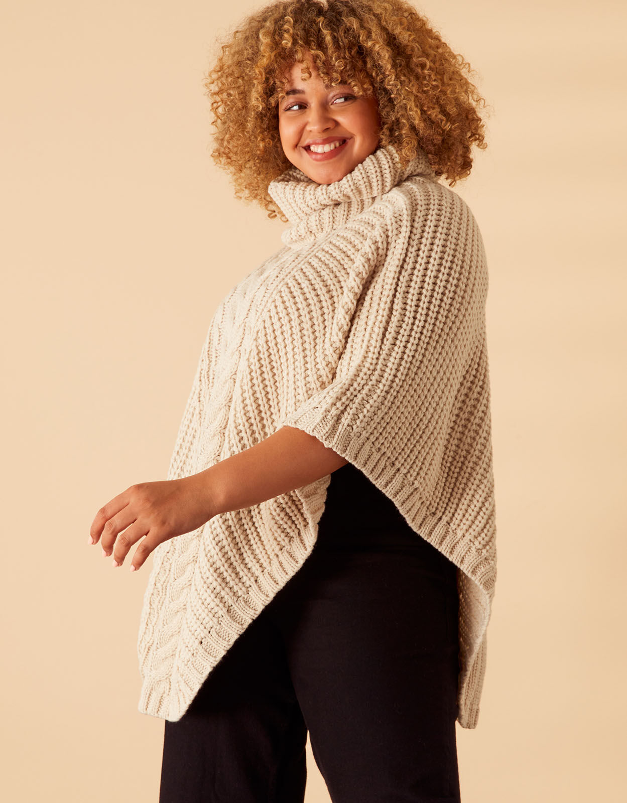 Cable knit poncho sweater store