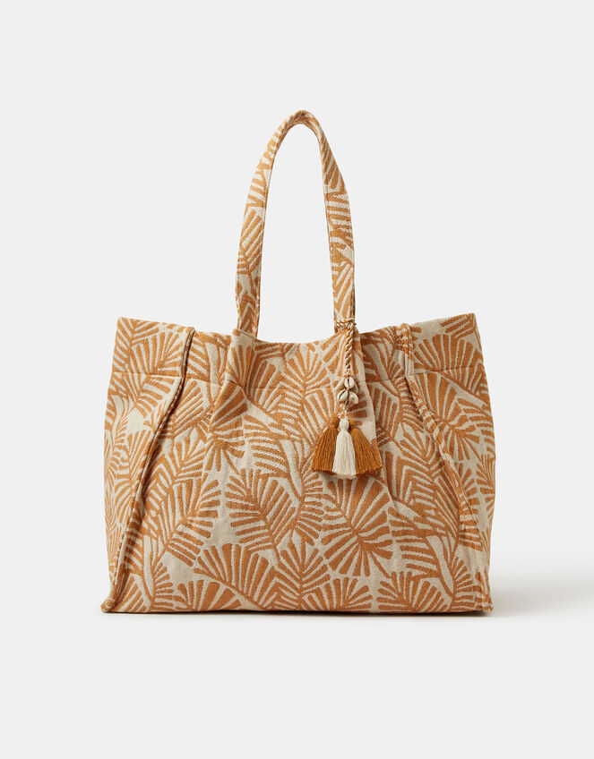 Palm Print Beach Tote Bag, , large