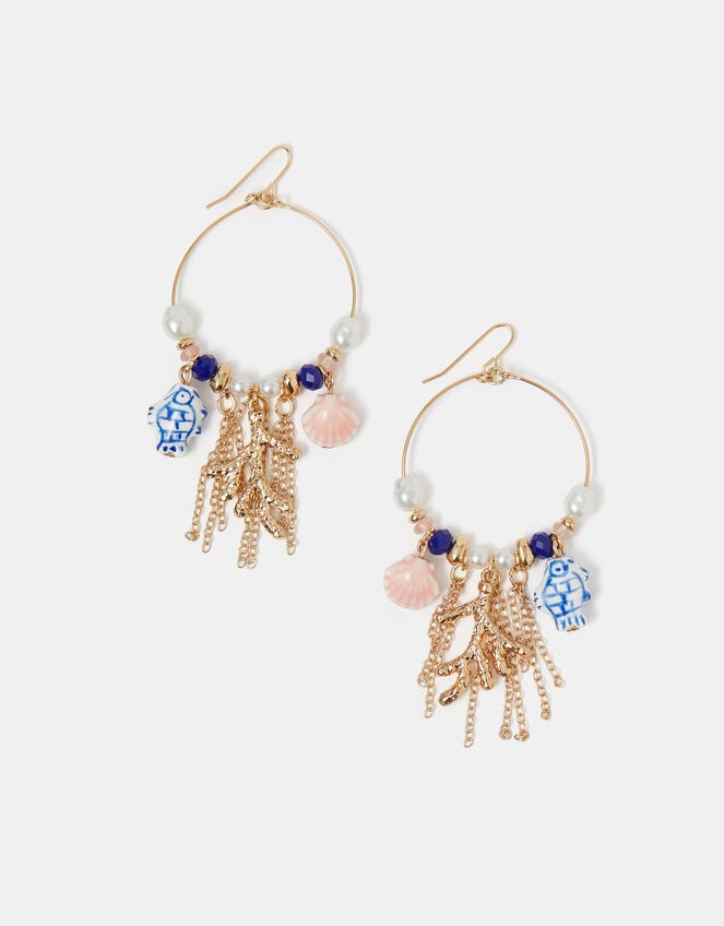 Sea Charm Hoop Earrings, , large