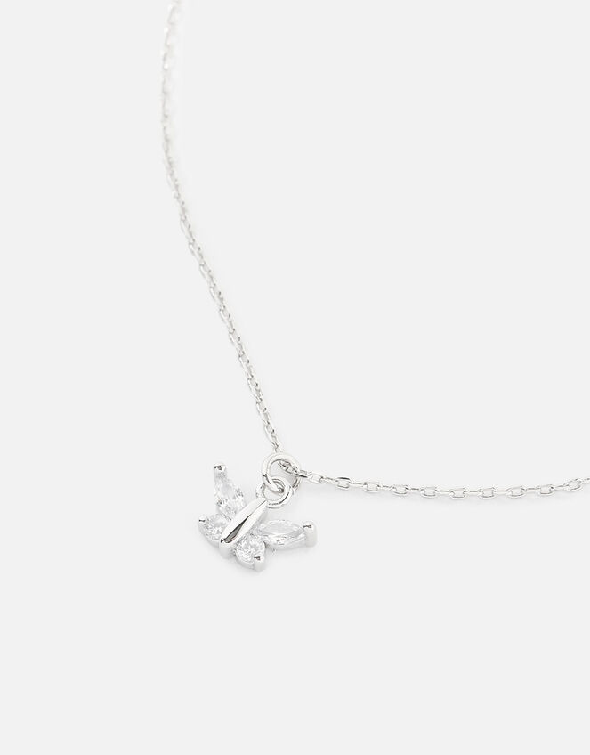 Platinum-Plated Butterfly Necklace, , large