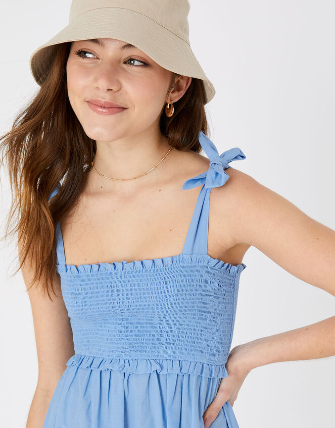 Broderie Hem Bandeau Dress, Blue (BLUE), large
