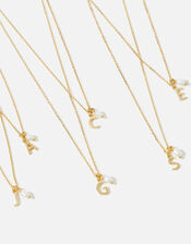 Gold-Plated Initial Mini Pearl Pendant Necklace, Gold (GOLD), large