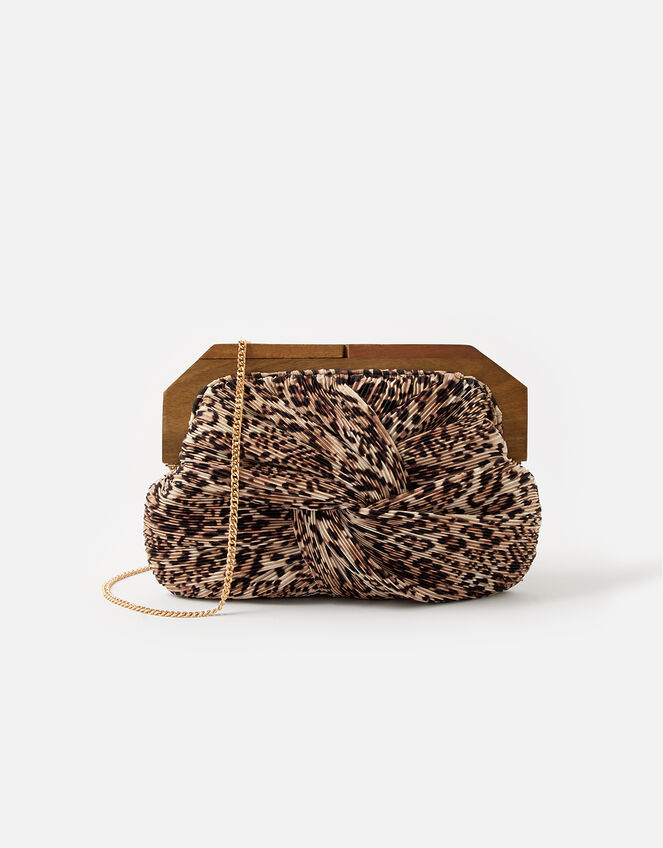 Leopard Pleated Clutch Bag , , large