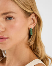 Beaded Chunky Hoop Earrings, , large