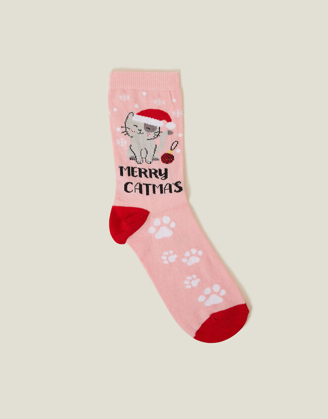 Merry Catmas Socks , Pink (PINK), large