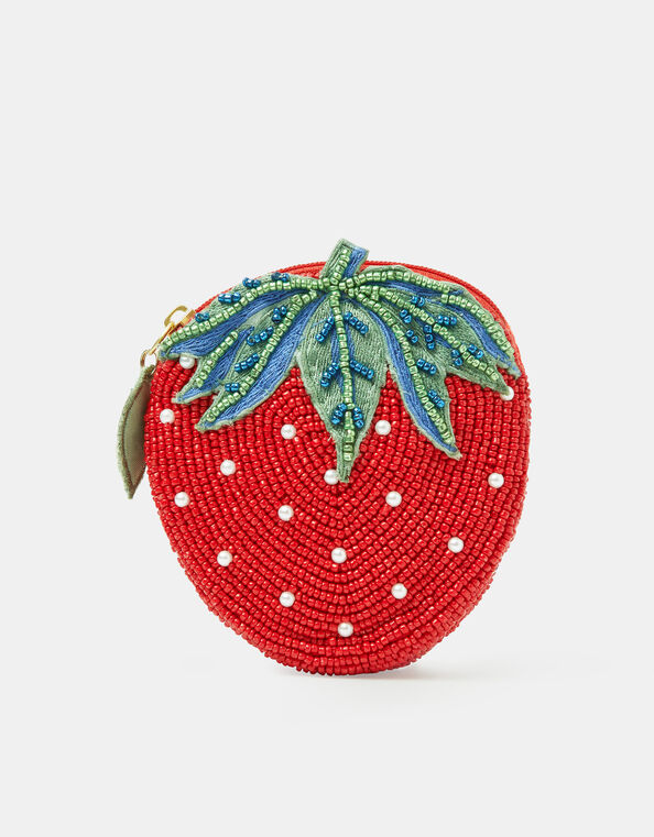 Beaded Strawberry Coin Purse, , large