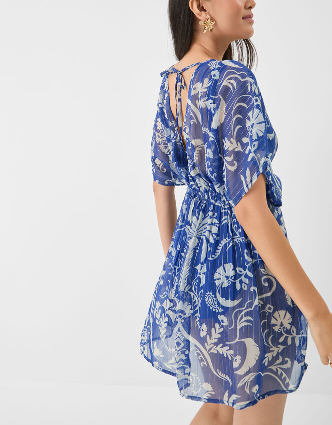 Palm Print Mini Kaftan, Blue (COBALT), large