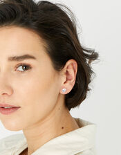 Sterling Silver Medium Bling Stud Earrings, , large