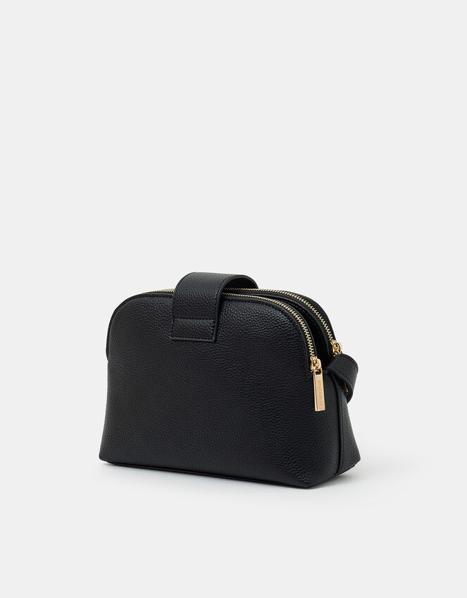 Double-Zip Cross Body Bag, Black (BLACK), large