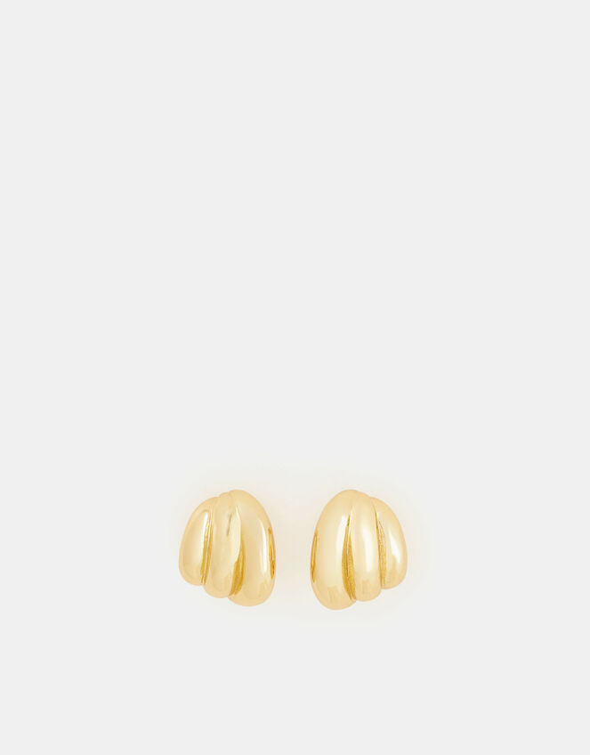14ct Gold-Plated Ridge Curve Drop Earrings, , large