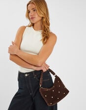 Suedette Stud Handbag, , large