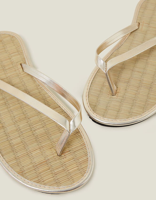 Plain Seagrass Flip Flops, Gold (GOLD), large