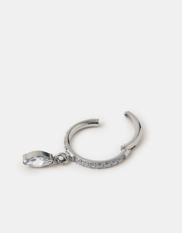 Marquise Drop Titanium Hoop Earring, , large