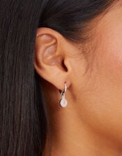 Sterling Silver-Plated Rose Quartz Drop Earrings, , large