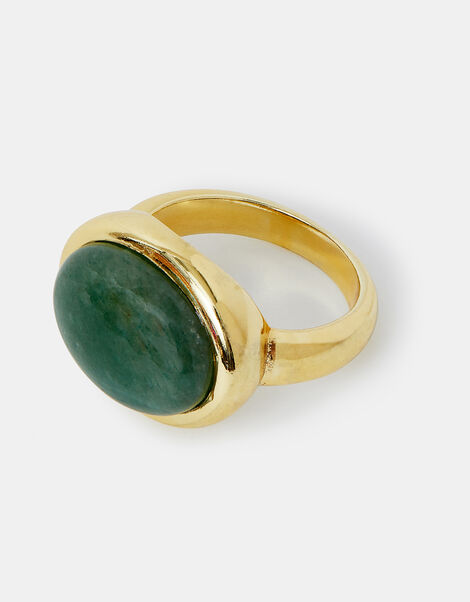14ct Gold-Plated Cabochon Aventurine Ring, Gold (GOLD), large