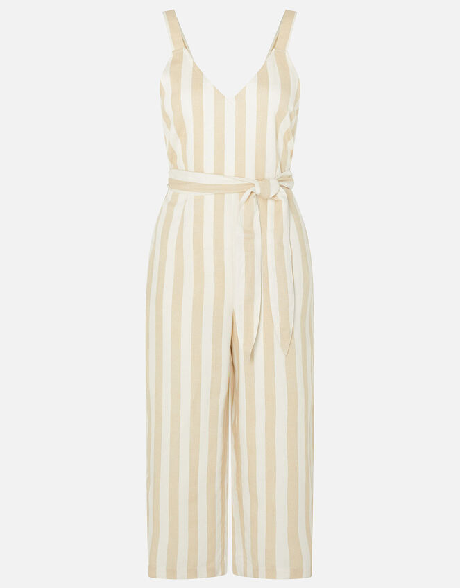 Stripe Belted Jumpsuit, Cream (CREAM), large